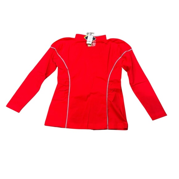 NWT Vibrant Red with gray piping  Jacket Golf Athletic Athleisure Multiple Size - Picture 2 of 5